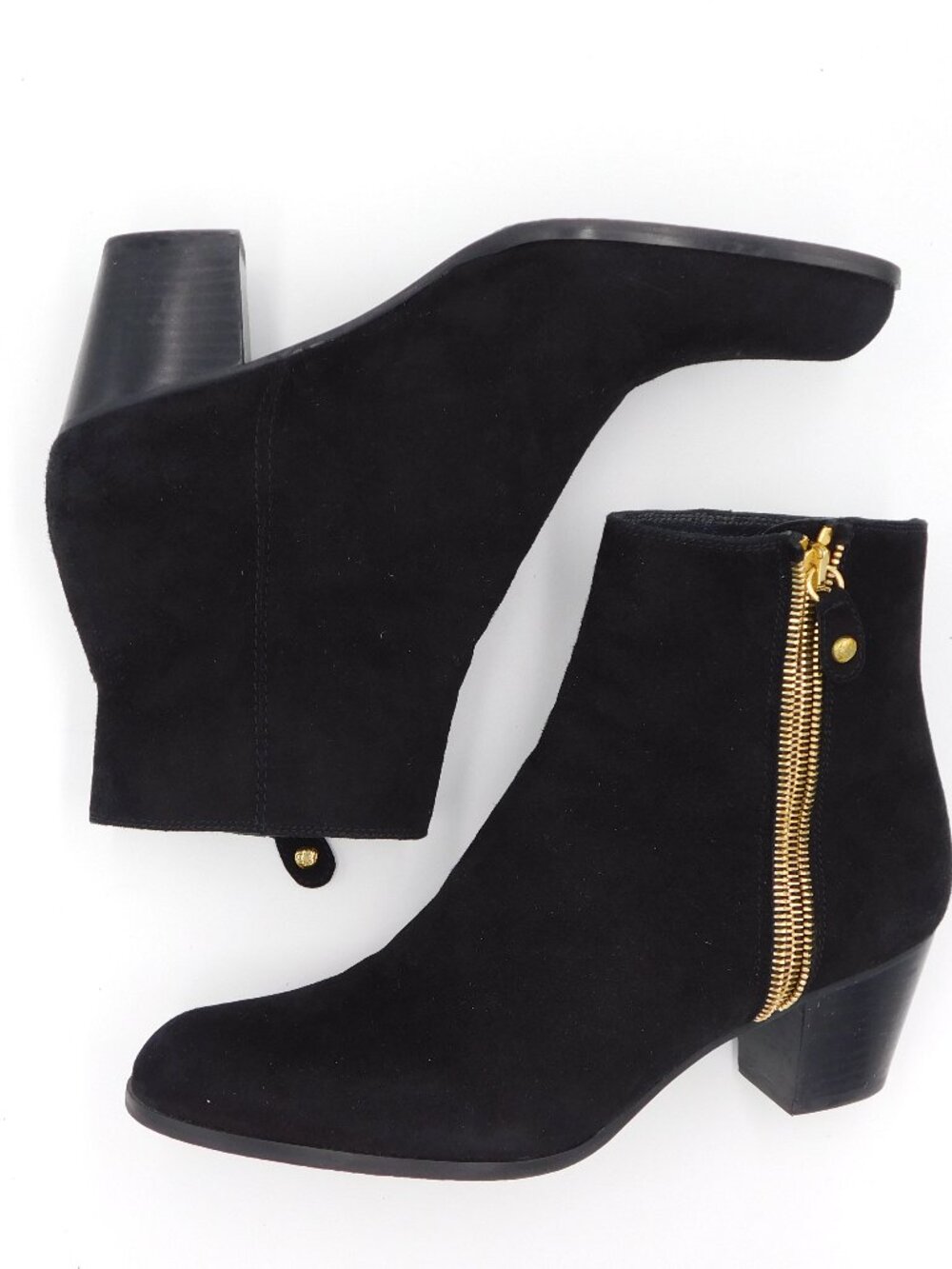 Stuart Weitzman Black Suede ZipZipZip Ankle Bootie | Stack Heel | EUC | 7.5M